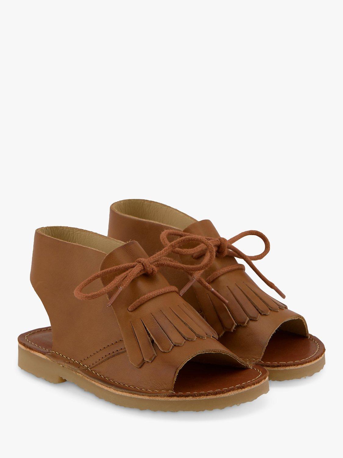 Product image 2 of 3, which shows Young Soles Kids' Leather Agnes Kilted Sandals, Tan Burnished, 5.5 Jnr