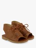 Young Soles Kids' Leather Agnes Kilted Sandals, Tan Burnished