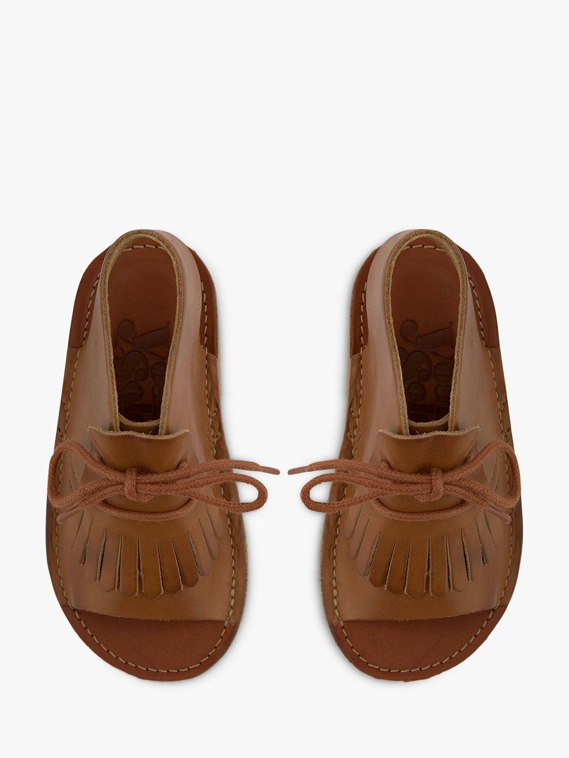 Product image 3 of 3, which shows Young Soles Kids' Leather Agnes Kilted Sandals, Tan Burnished, 5.5 Jnr