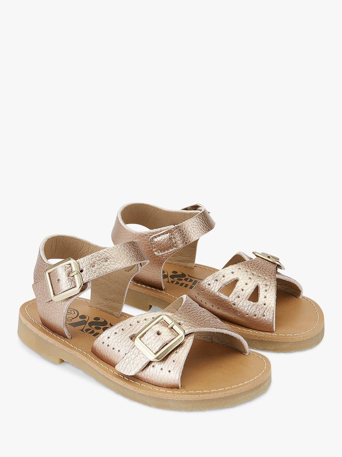 Product image 2 of 3, which shows Young Soles Kids' Pearl Vegan Two Part Sandals, Rose Gold, 4 Jnr