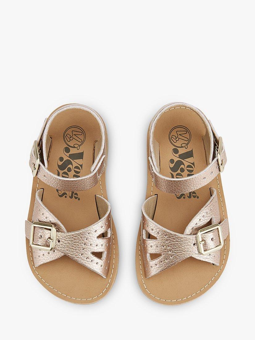 Product image 3 of 3, which shows Young Soles Kids' Pearl Vegan Two Part Sandals, Rose Gold, 4 Jnr