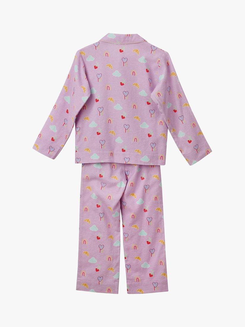 Product image 2 of 3, which shows Stych Kids' Cotton Breakfast Pyjamas, Light Purple, 5-6 years