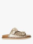 Dune Lequin Double Buckle Footbed Sandals, Gold