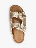 Dune London Lequin Double Buckle Footbed Sandals, Gold