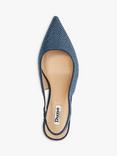 Dune Colette Embellished Denim Slingback Court Shoes, Blue