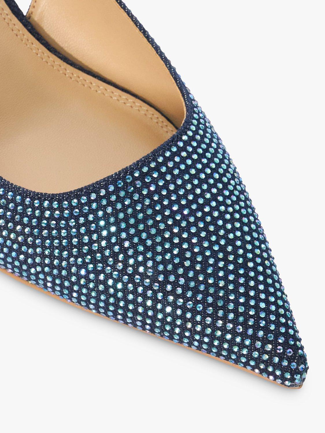 Product image 5 of 6, which shows Dune Colette Embellished Denim Slingback Court Shoes, Blue, 6