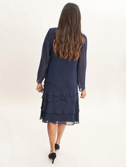 Gina Bacconi Camira Embellished Tiered Dress & Jacket - view 2, Spring Navy