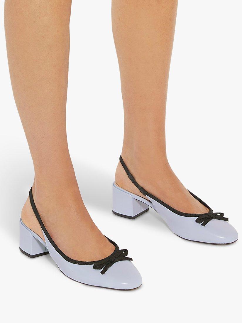 Dune Classy Leather Slingback Court Shoes Blue 5