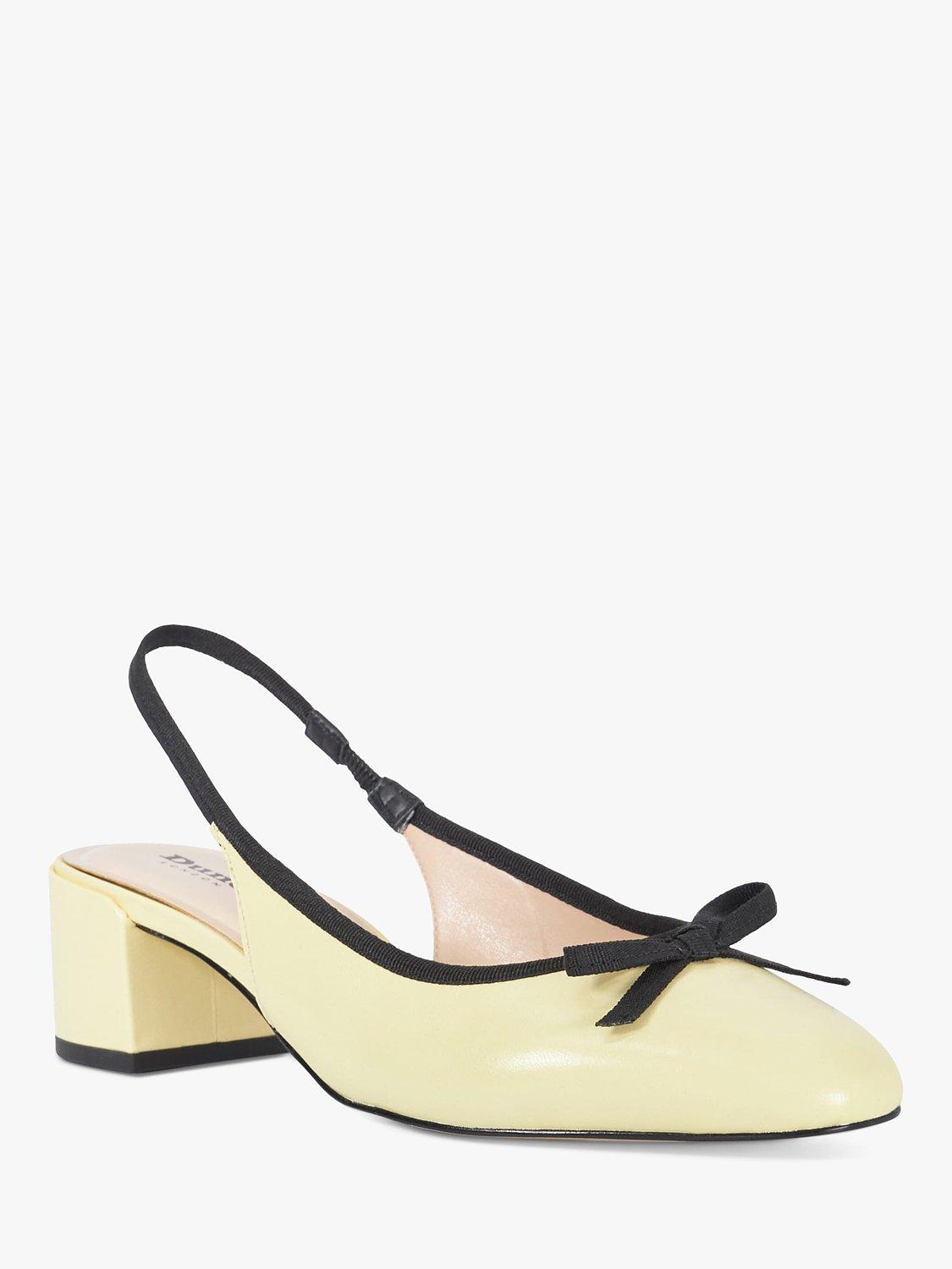 Dune Classy Leather Slingback Court Shoes, Yellow