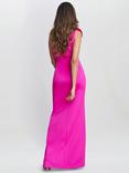 Gina Bacconi Agatha Flower Detail One Shoulder Maxi Dress, Fuchsia