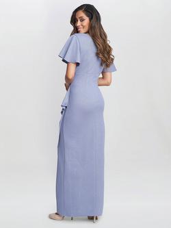 Gina Bacconi Alissa Mock Wrap Shimmer Maxi Dress, Lilac - view 2, Lilac