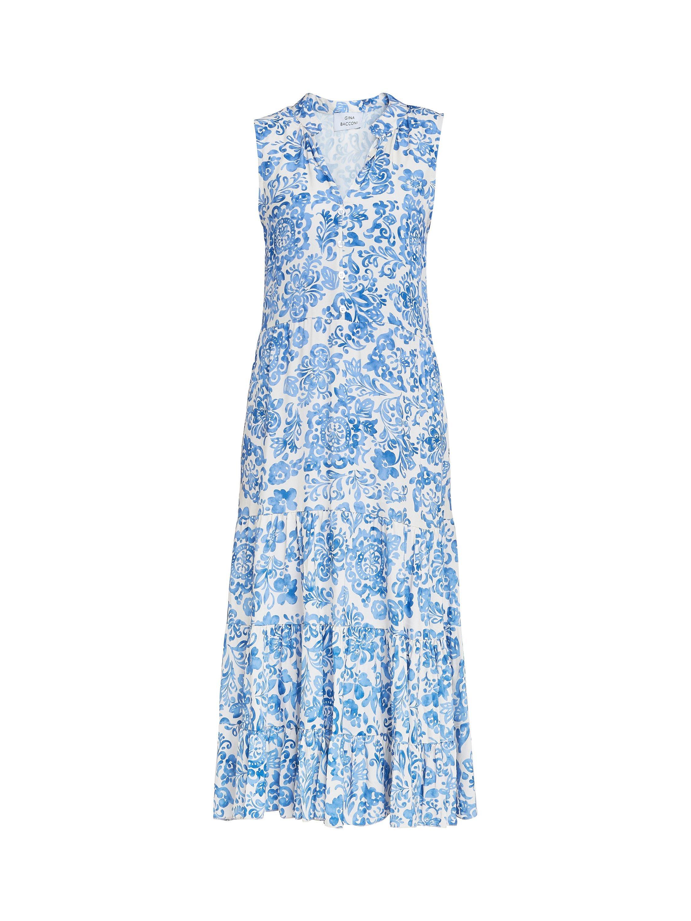 Product image 5 of 5, which shows Gina Bacconi Lolita Floral Print Sleeveless Midi Dress, Blue/White, S