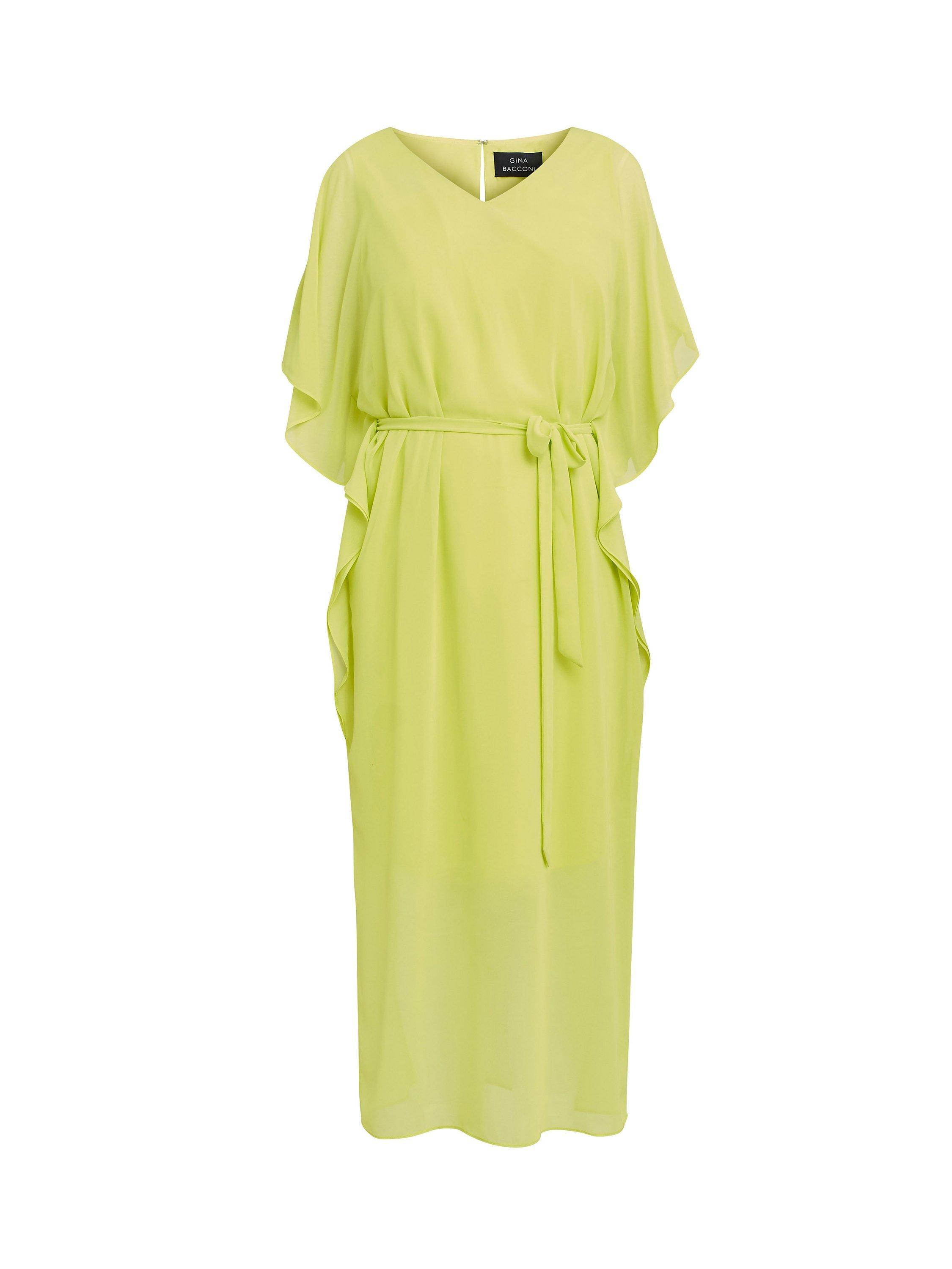 Product image 5 of 5, which shows Gina Bacconi Francesca Cold Shoulder Chiffon Midi Dress, Lime, 8