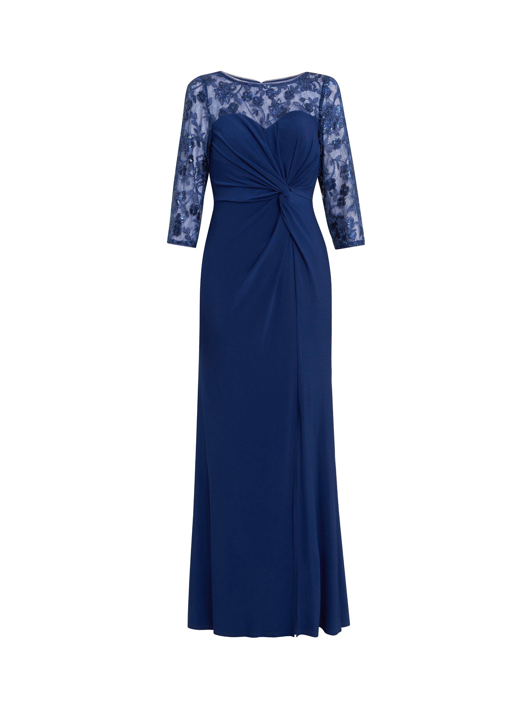 Product image 4 of 5, which shows Gina Bacconi Sonia Sweetheart Knot Detail Maxi Dress, Navy, 16