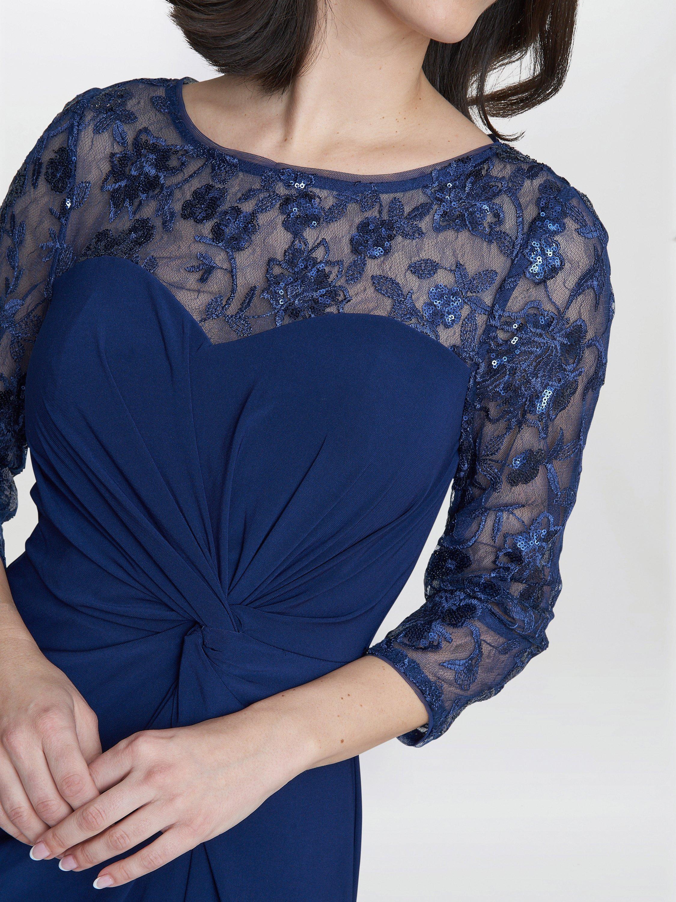 Product image 5 of 5, which shows Gina Bacconi Sonia Sweetheart Knot Detail Maxi Dress, Navy, 16