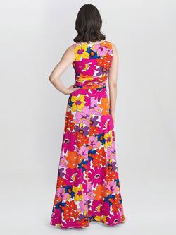 Gina Bacconi Jaime Bold Flower Print Jersey Maxi Dress, Pink/Multi - view 2, Pink/Multi