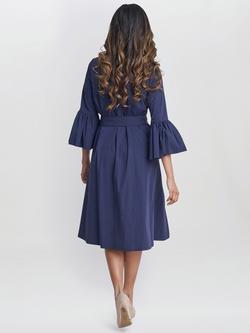 Gina Bacconi Melinda Taffeta Midi Shirt Dress - view 2, Navy
