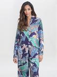 Gina Bacconi Tabitha Leaf Print Shirt, Navy/Multi