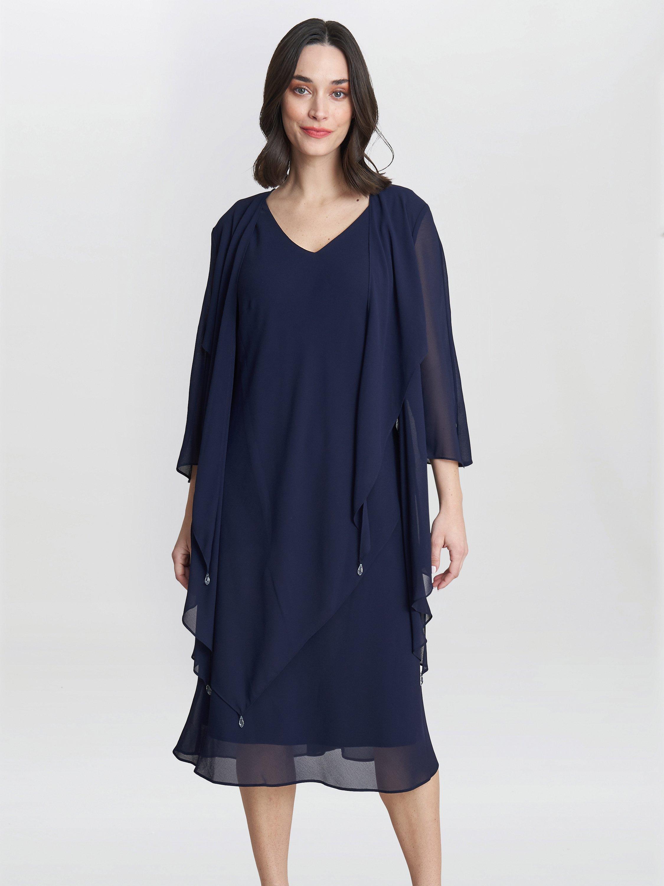 Gina Bacconi Rita 2 Piece Midi Dress And Jacket Navy