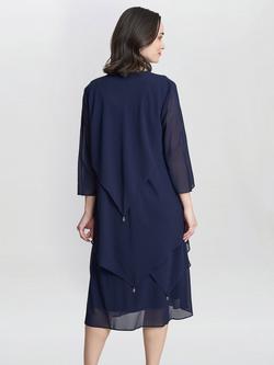 Gina Bacconi Rita 2 Piece Midi Dress And Jacket, Navy - view 2, Navy