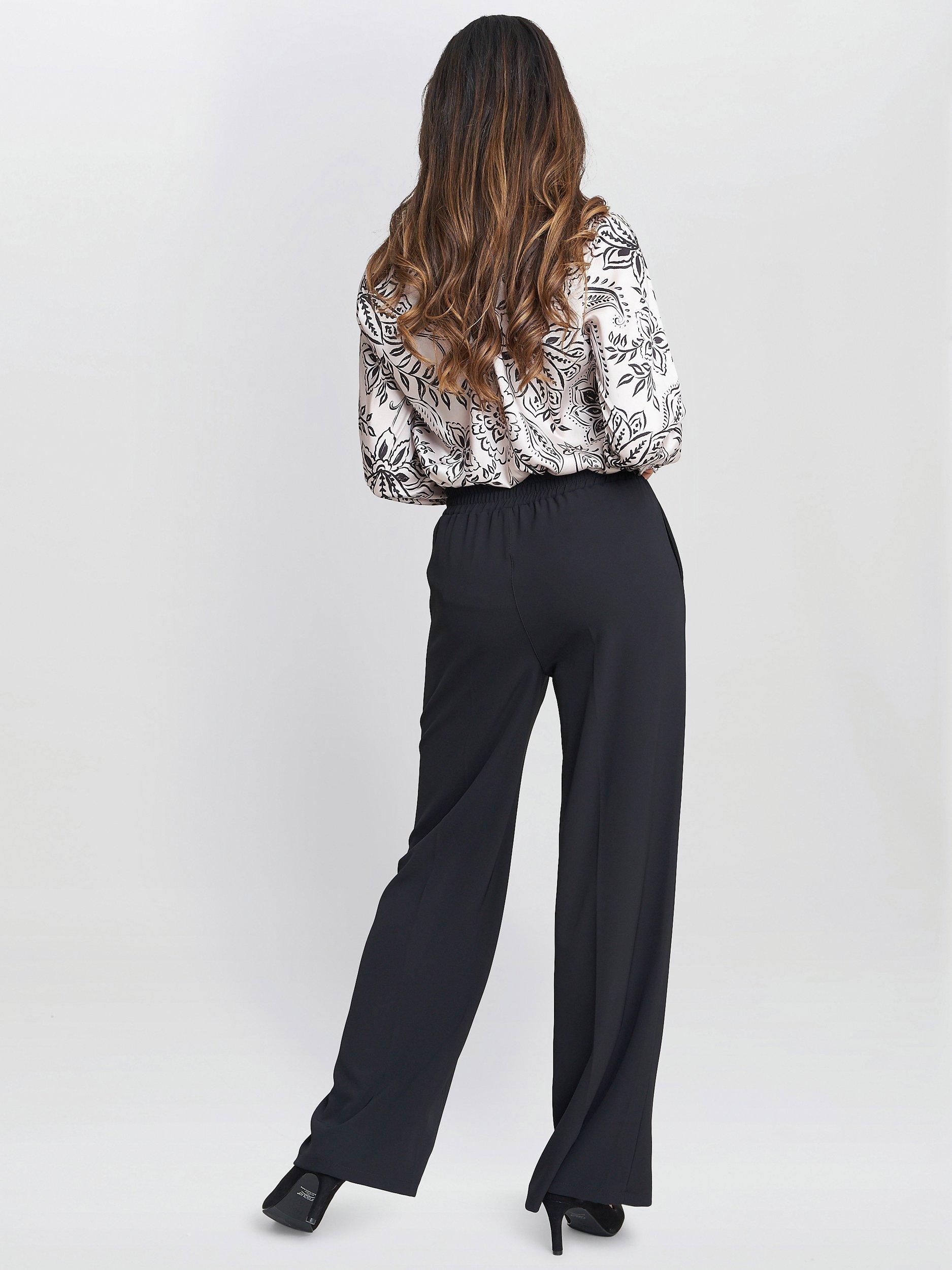 Product image 2 of 5, which shows Gina Bacconi Avril Satin Bow Blouse, White/Black, S