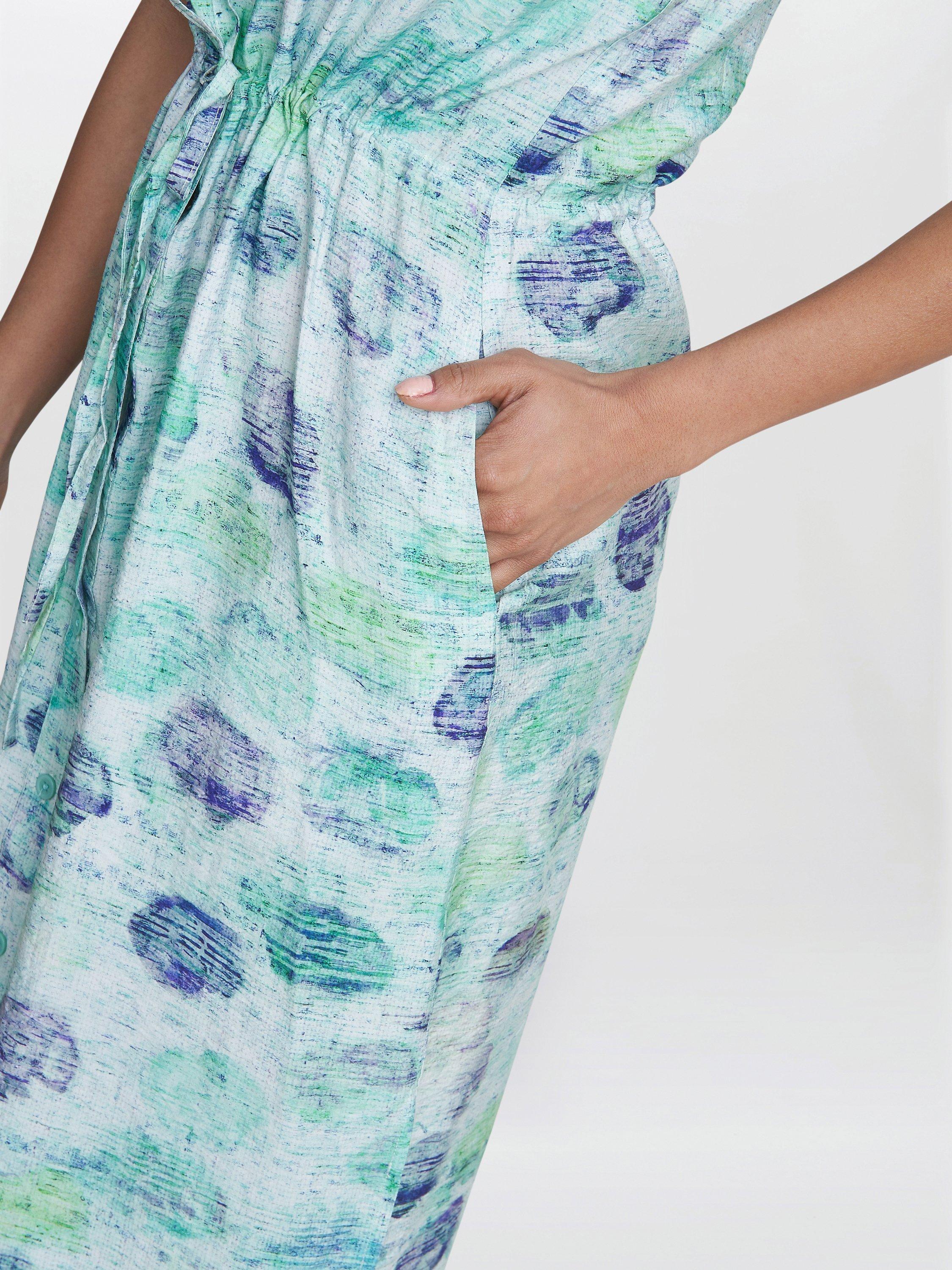 Product image 6 of 6, which shows Gina Bacconi Roseline Abstract Spot Print Holiday Dress, Multi, S