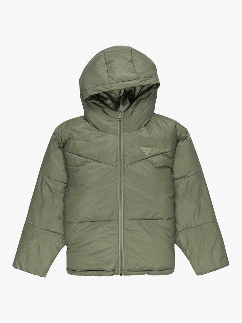 Product image 1 of 2, which shows Roxy Kids' Forever This Young Recycled Puffer Jacket, Oil Green, 8 years
