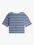 Roxy Kids' That Summer Night Stripe Organic Cotton T-Shirt, Naval Stripe