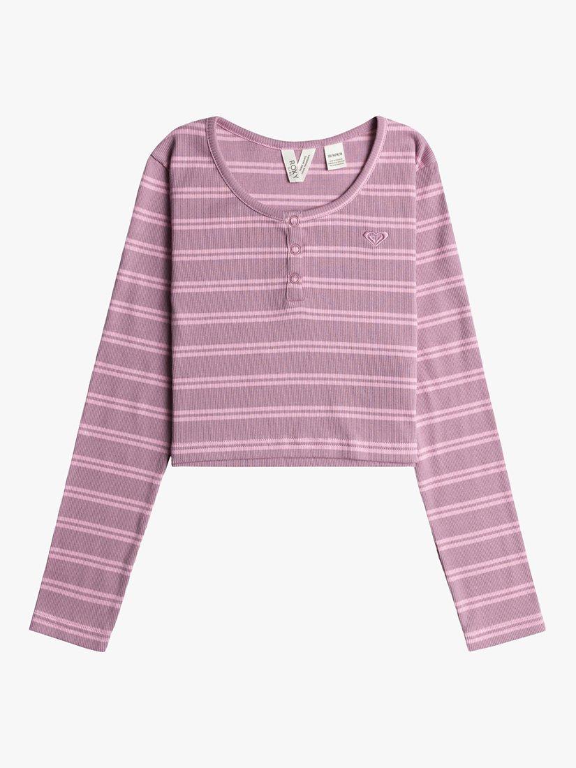 Product image 1 of 2, which shows Roxy Kids' Violet Chemistry Stripe T-Shirt, Mauve Orchid, 10 years