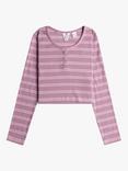 Roxy Kids' Violet Chemistry Stripe T-Shirt, Mauve Orchid