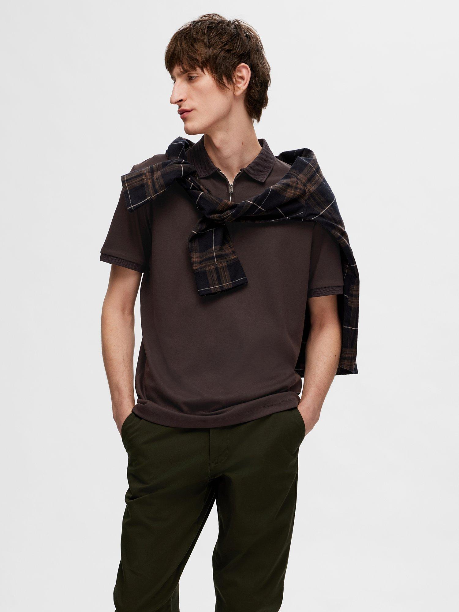 SELECTED HOMME Short Sleeve Half Zip Polo Shirt