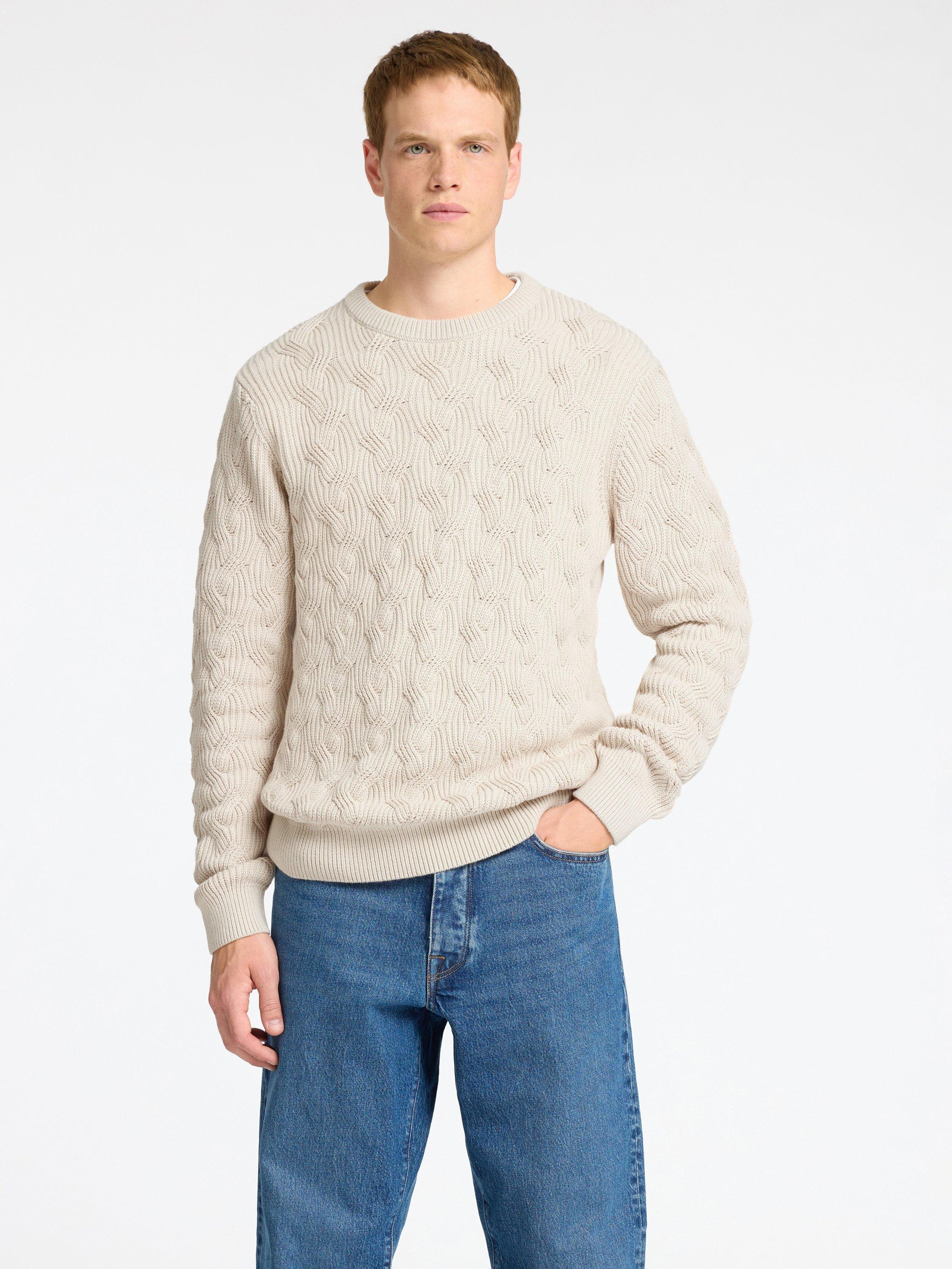 SELECTED HOMME Callis Cotton Knit Jumper, Oatmeal