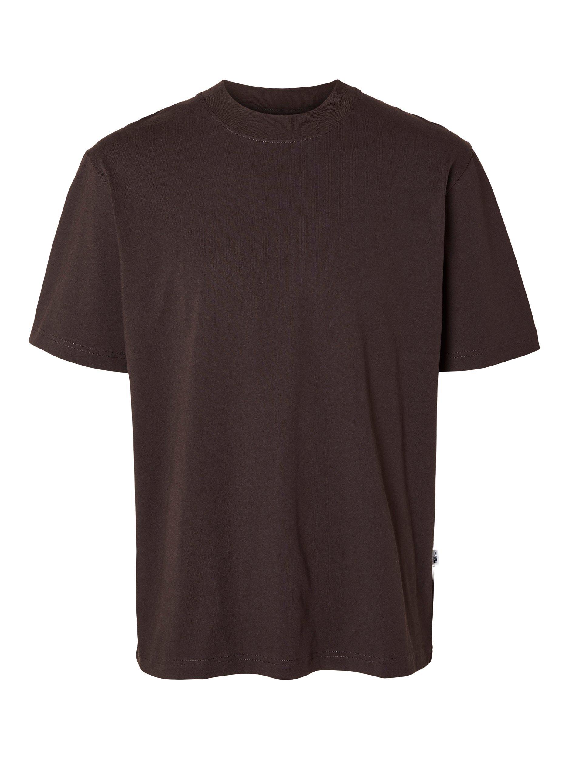SELECTED HOMME Cotton T-Shirt, Chocolate Torte