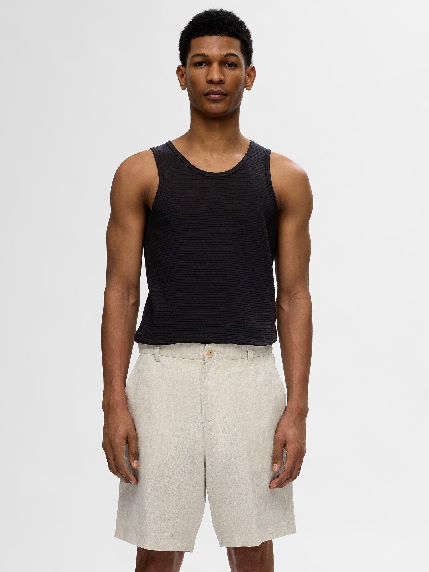 SELECTED HOMME Organic Cotton Tank Top, Black