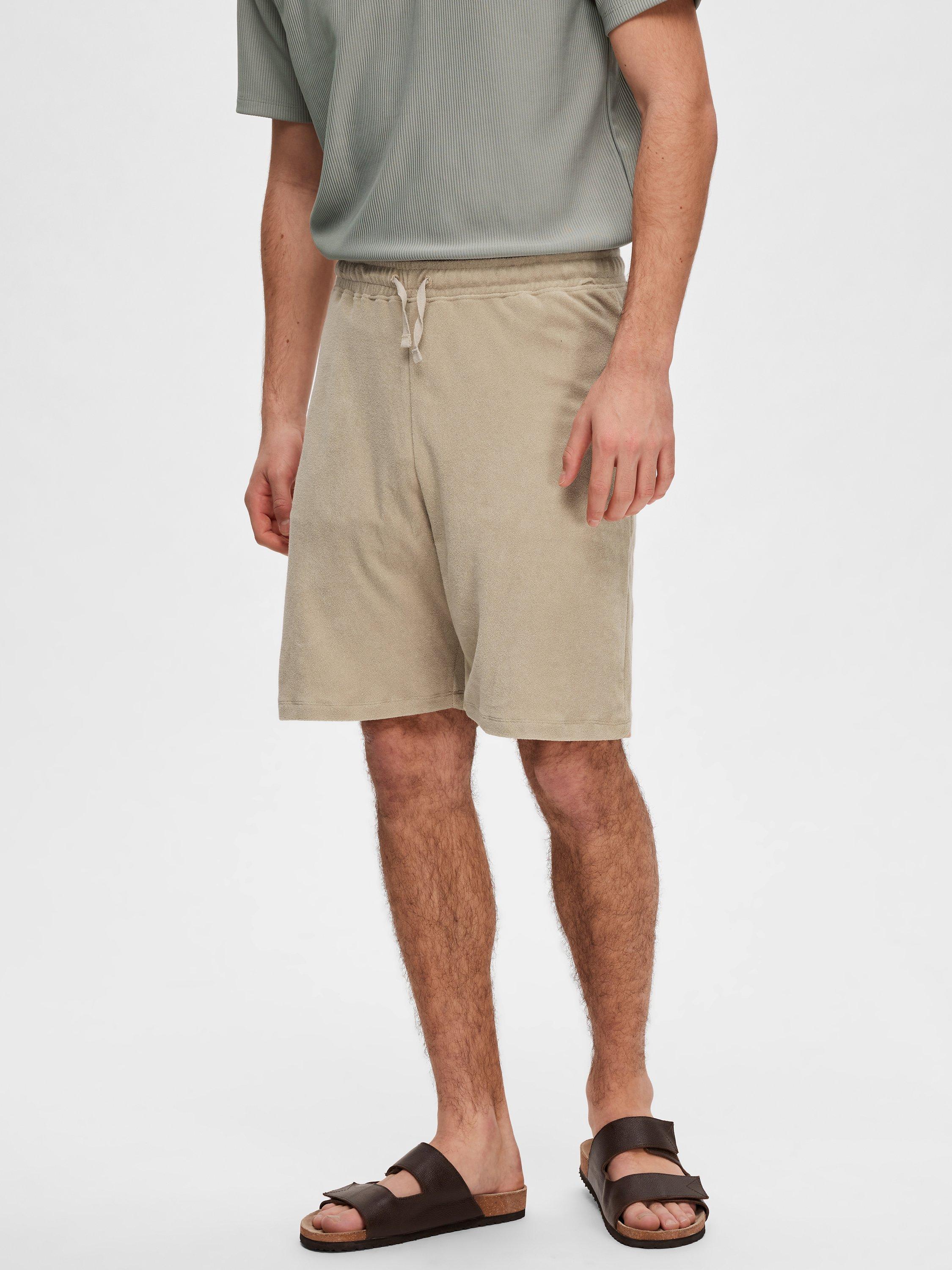 SELECTED HOMME Relaxed Fit Drawstring Terry Shorts, Cashmere