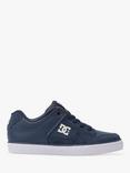 DC Shoes Kids' Pure Elastic Leather Trainers, Navy/White