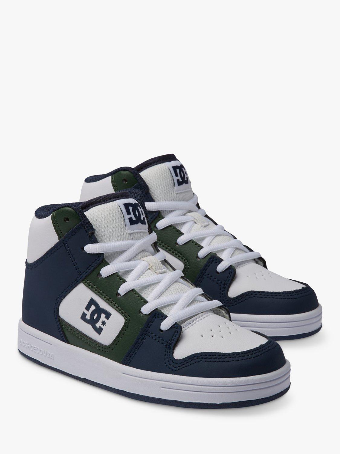 Product image 2 of 8, which shows DC Shoes Kids' Manteca High Top Leather Trainers, Navy/Green, 3