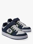 DC Shoes Kids' Manteca Leather Trainers, Navy/Green