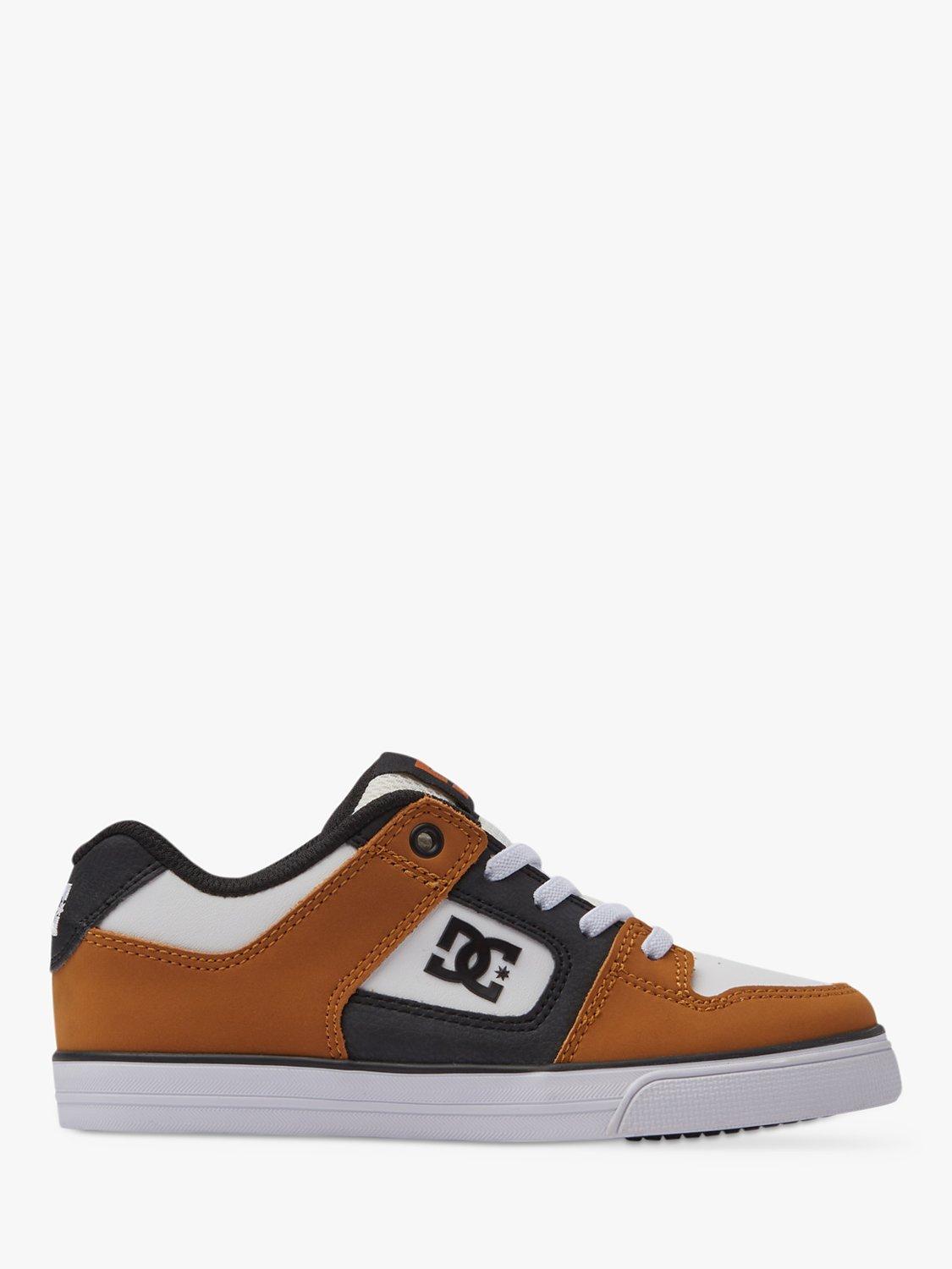 Product image 1 of 8, which shows DC Shoes Kids' Pure Elastic Leather Trainers, Wheat/White, 1