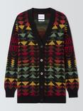 Hayley Menzies Jacquard Geometric Wool Cotton Blend V-Neck Cardigan, Multi