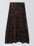 Hayley Menzies Aida Silk Patchwork Maxi Split Skirt, Black/Multi