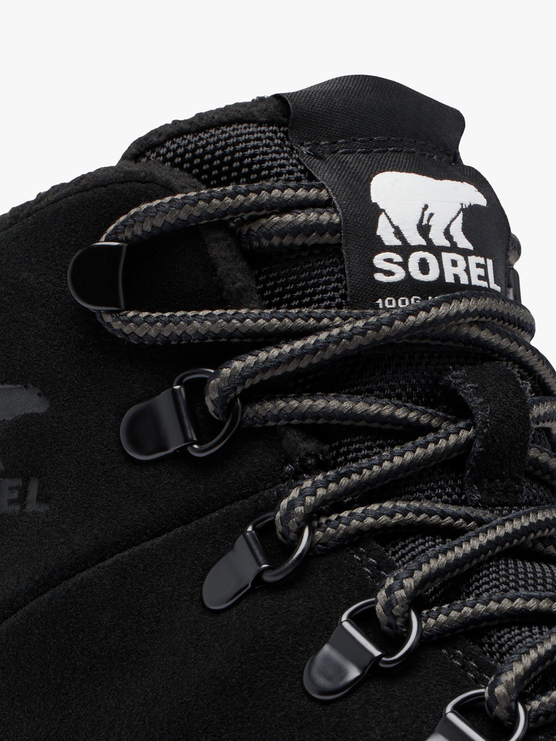 Product image 3 of 9, which shows SOREL Explorer Blazer Suede Lace Up Waterproof Ankle Boots, Black/Orange, 12