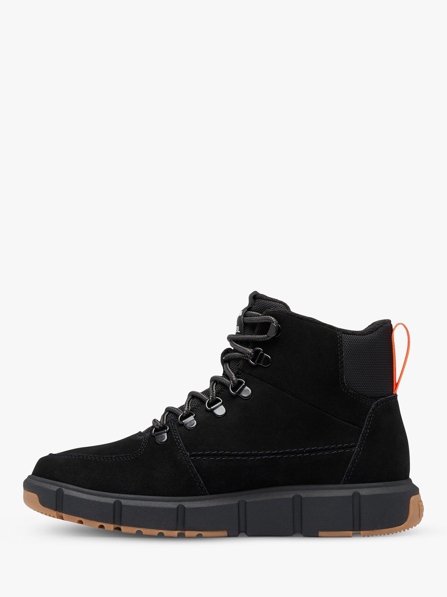 Product image 4 of 9, which shows SOREL Explorer Blazer Suede Lace Up Waterproof Ankle Boots, Black/Orange, 12