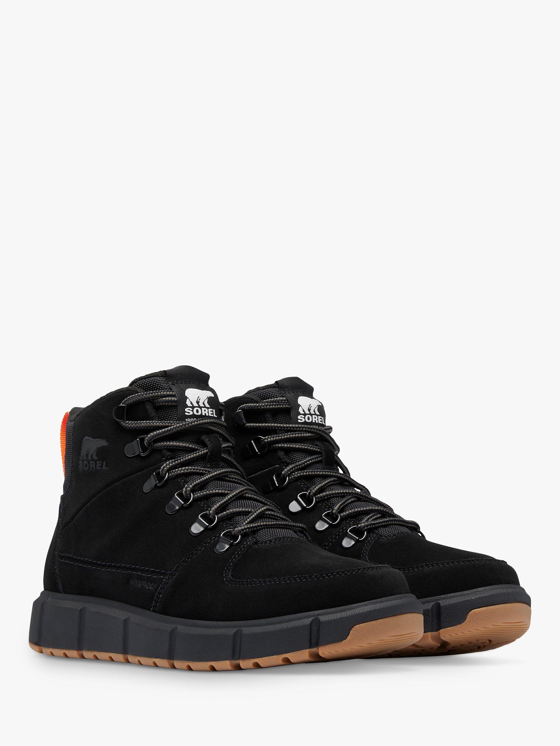 Product image 5 of 9, which shows SOREL Explorer Blazer Suede Lace Up Waterproof Ankle Boots, Black/Orange, 12