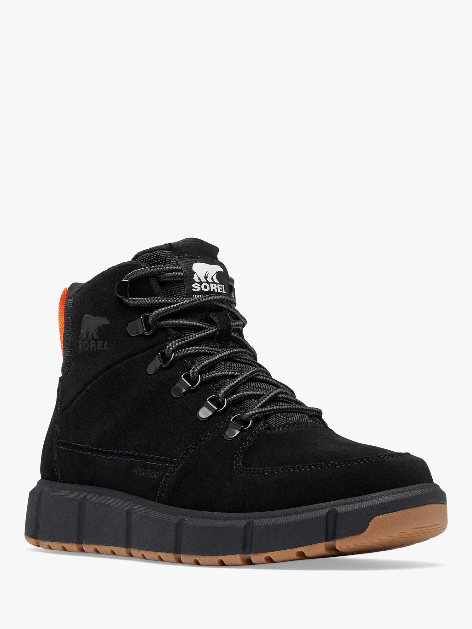 Product image 6 of 9, which shows SOREL Explorer Blazer Suede Lace Up Waterproof Ankle Boots, Black/Orange, 12