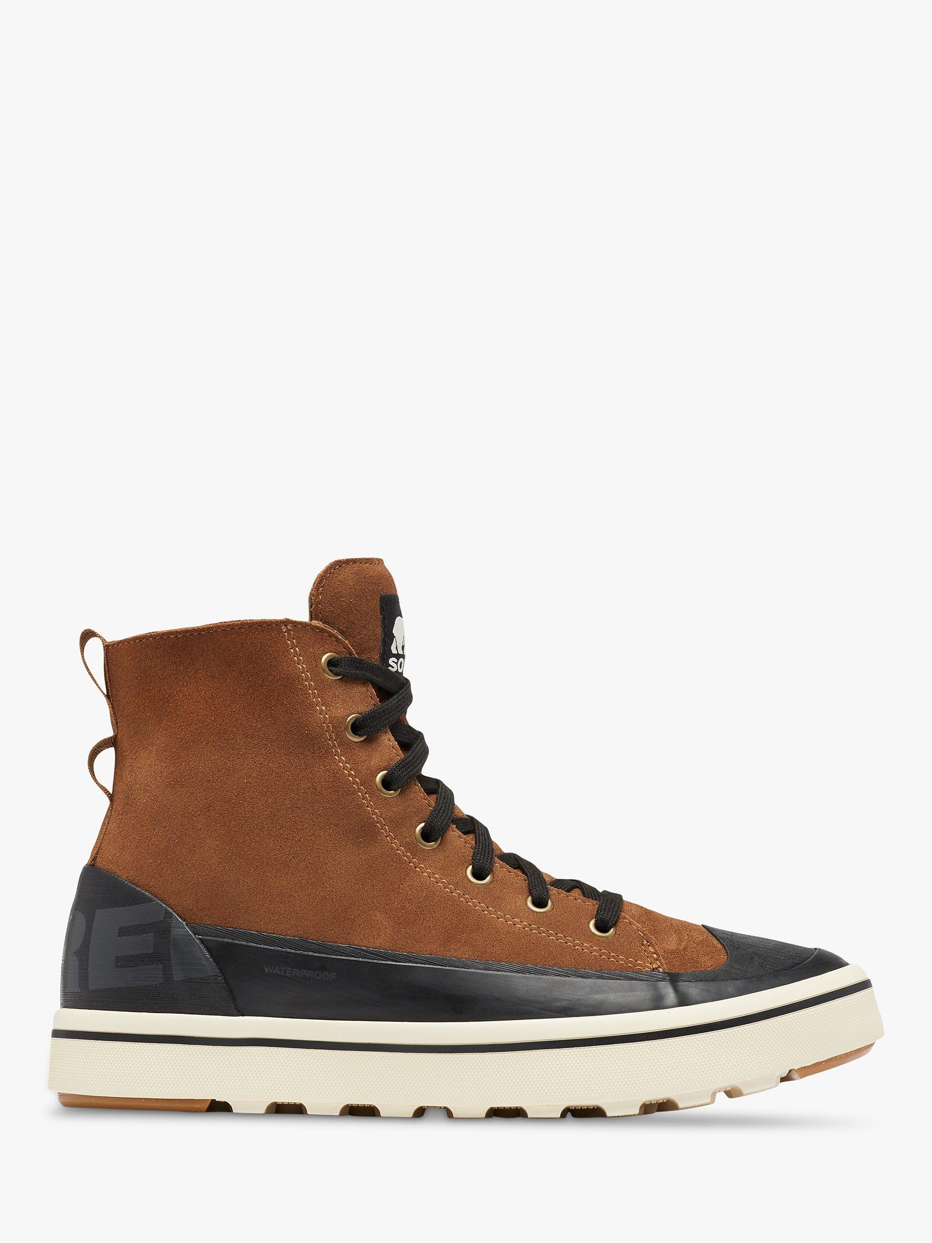 SOREL Cheyanne Suede Blend Lace Up Waterproof Ankle Boots Tan Black