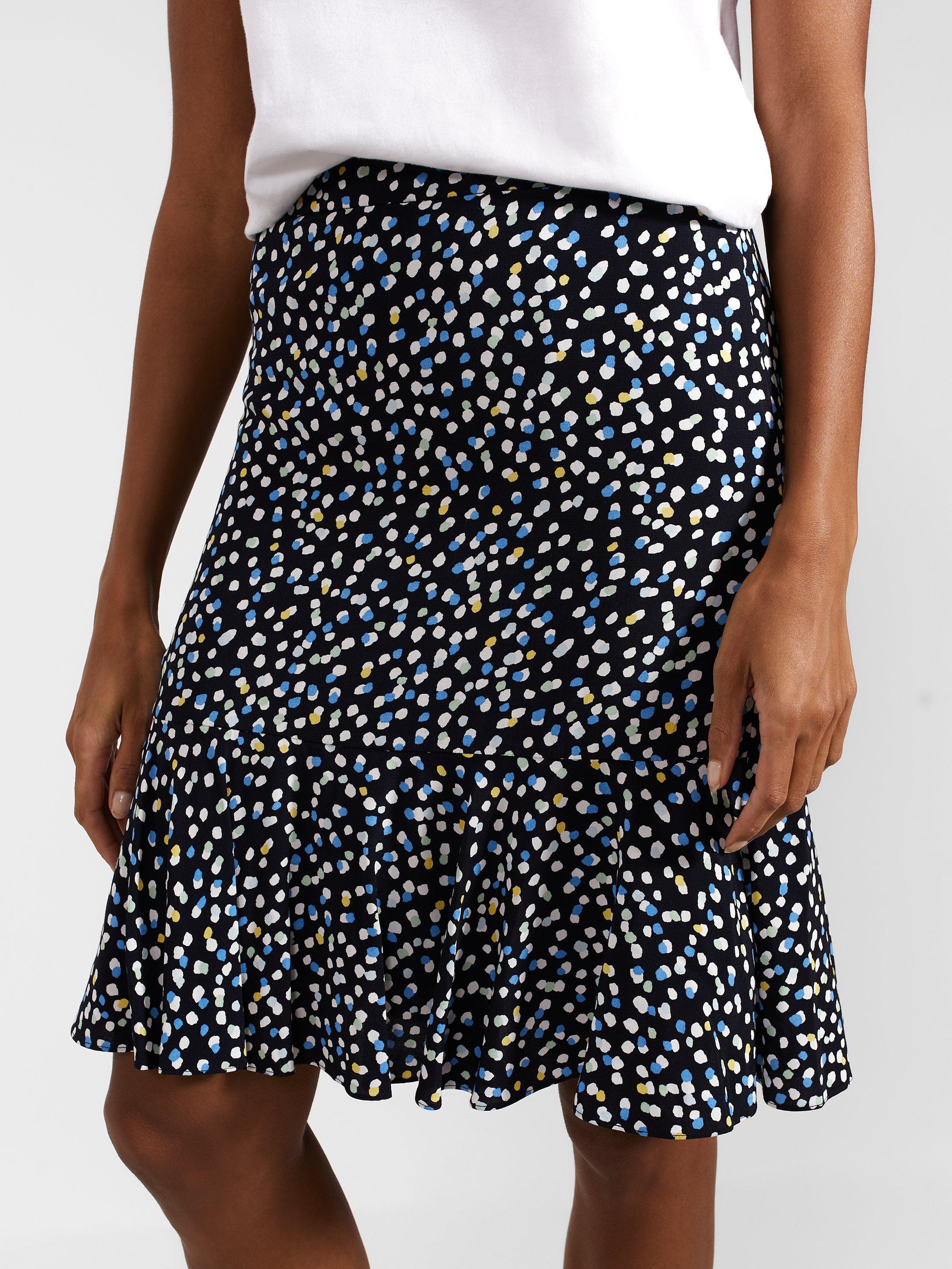 Hobbs Margot Multi Spot Print Flippy Hem Skirt Navy Multi