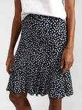 Hobbs Margot Multi Spot Print Flippy Hem Skirt, Navy/Multi