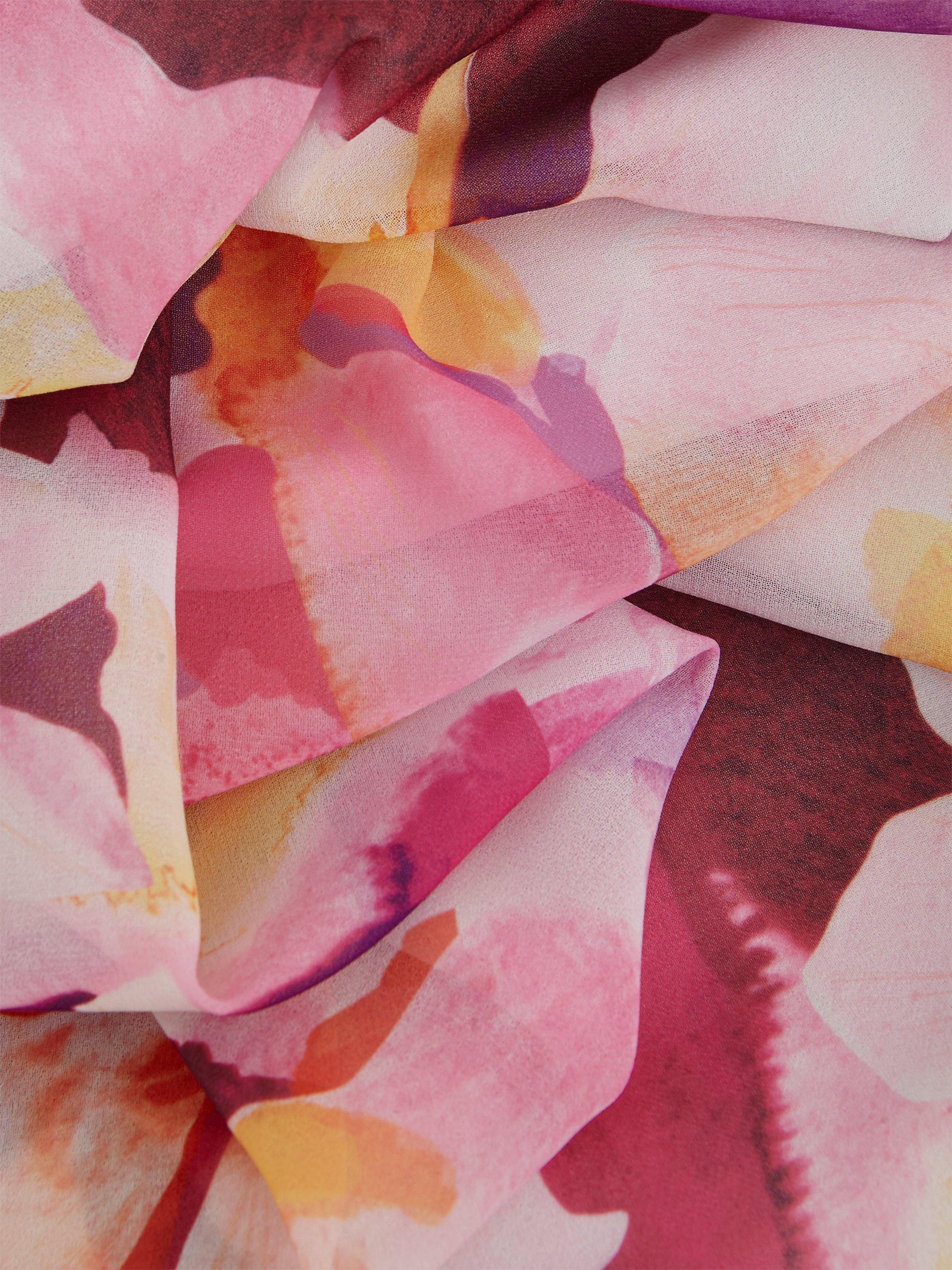 Product image 4 of 5, which shows Hobbs Carly Floral Midi Dress, Pink/Multi, 6