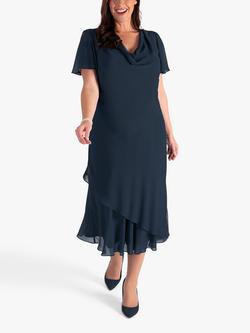 chesca Double Layer Chiffon Cowl Neckline Dress, Dark Navy
